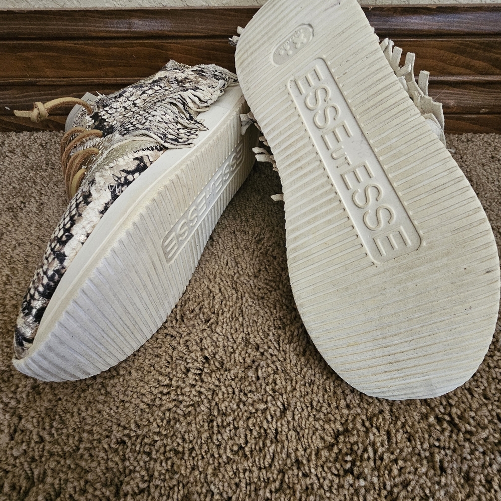 Esseutesse Lamb Leather Python Snake Sneakers Siz… - image 9